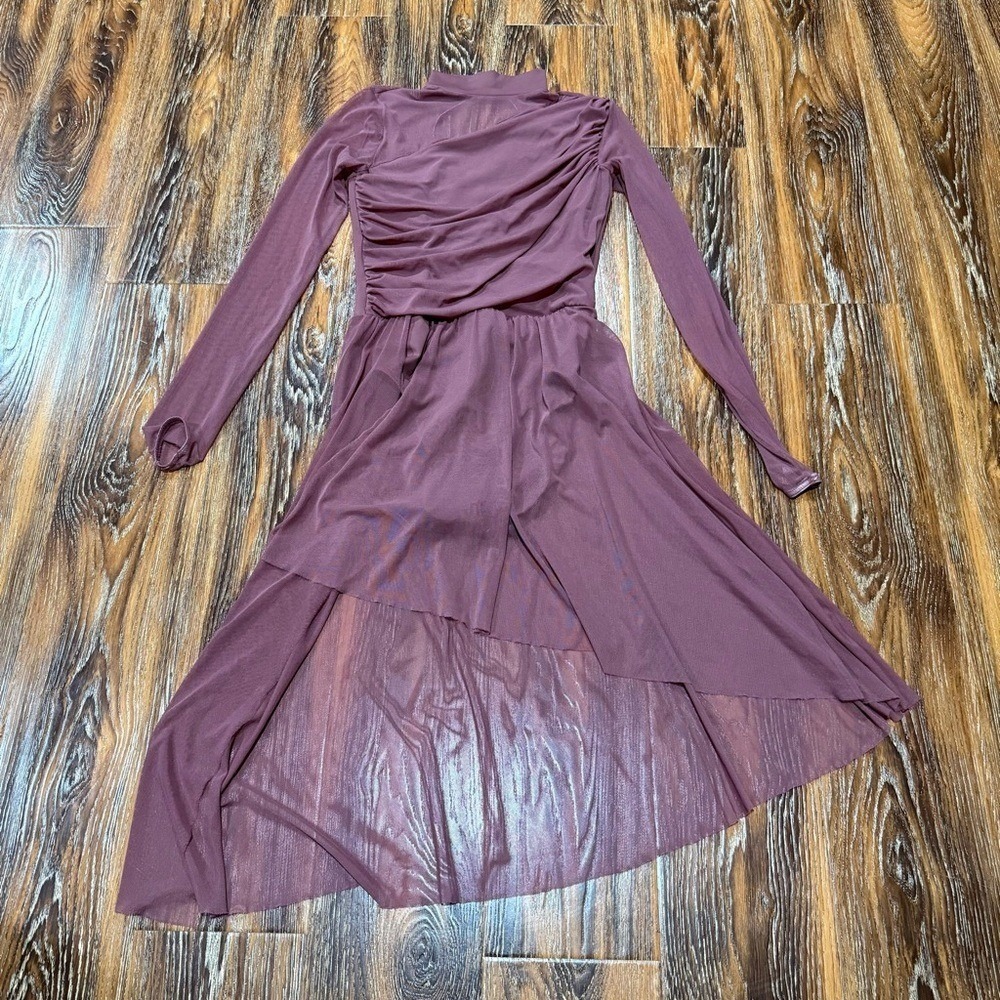 Weissman Size MA Dusty Rose Pink‎ / Purple Long Sleeve Dance Dress Leotard Girls
